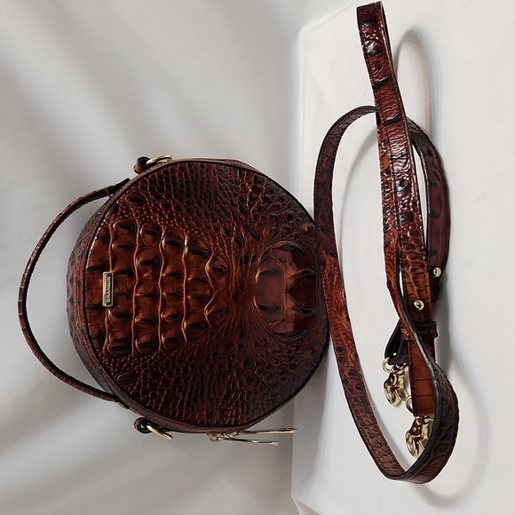 Brahmin Lane Crossbody Bag In Peacan Melbourne Croc Embossed Leather - Picture 3 of 15